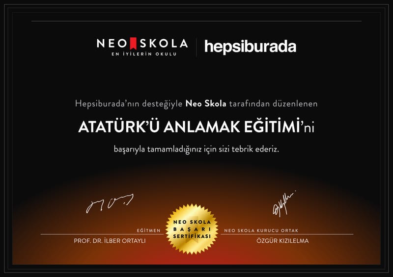 Atatürk'ü Anlamak eğitimi başarı sertifikası